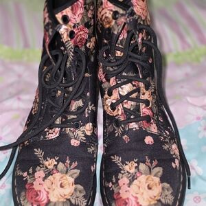 Dr. Martens Black Floral Lace-Up Boots